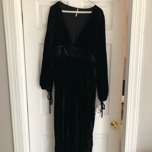 Free People crushed velvet black jumpsuit
